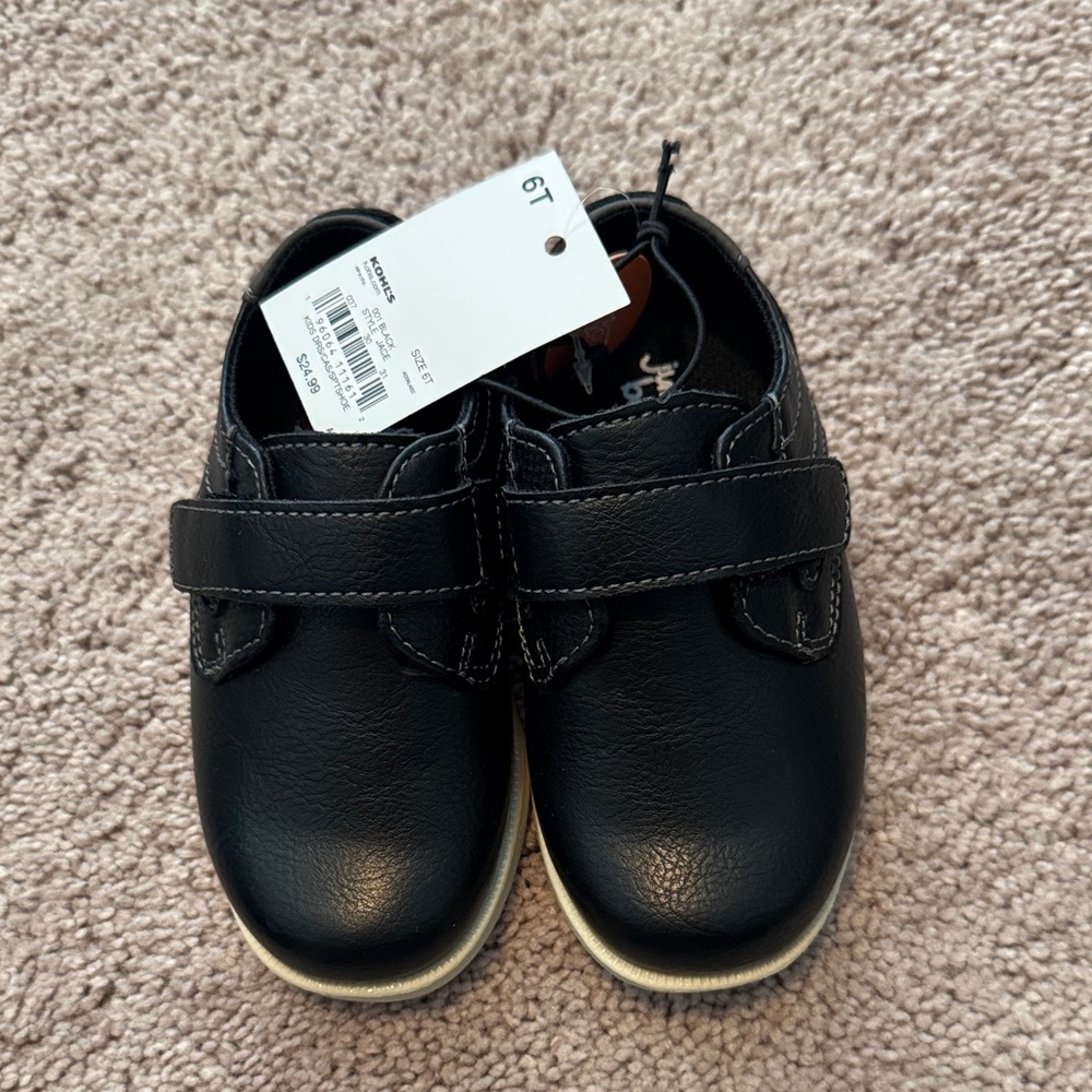 Jumping Beans Kids Black Dress Shoes with Velcro